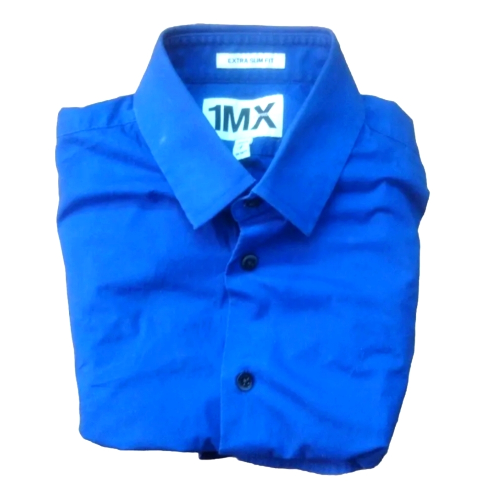 1MX Express Extra Slim Fit Halo Blue Men's Dress Shirt